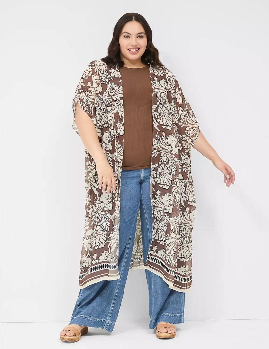 Lane Bryant Fitted High-Neck Rib Tanktop Dames Bruin | UOP5665VK