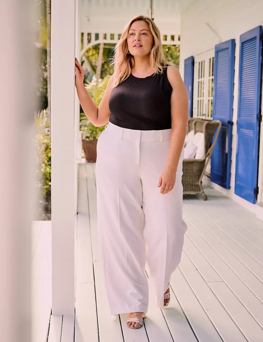 Lane Bryant Fitted High-Neck Rib Tanktop Dames Zwart | ZZF2653VK