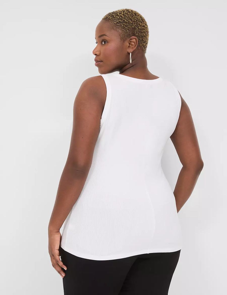 Lane Bryant Fitted High-Neck Ribbed Tanktop Dames Wit | ZGV75100LA