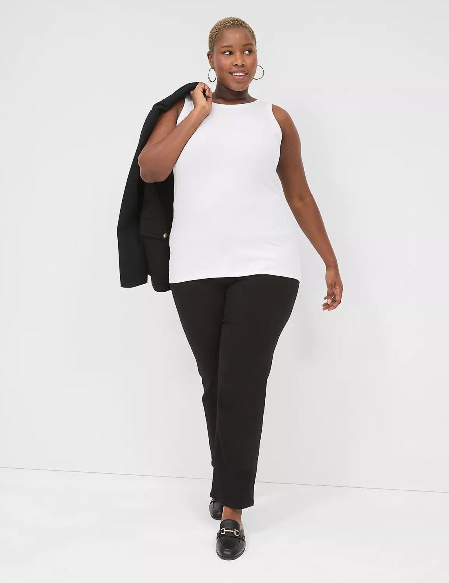 Lane Bryant Fitted High-Neck Ribbed Tanktop Dames Wit | ZGV75100LA