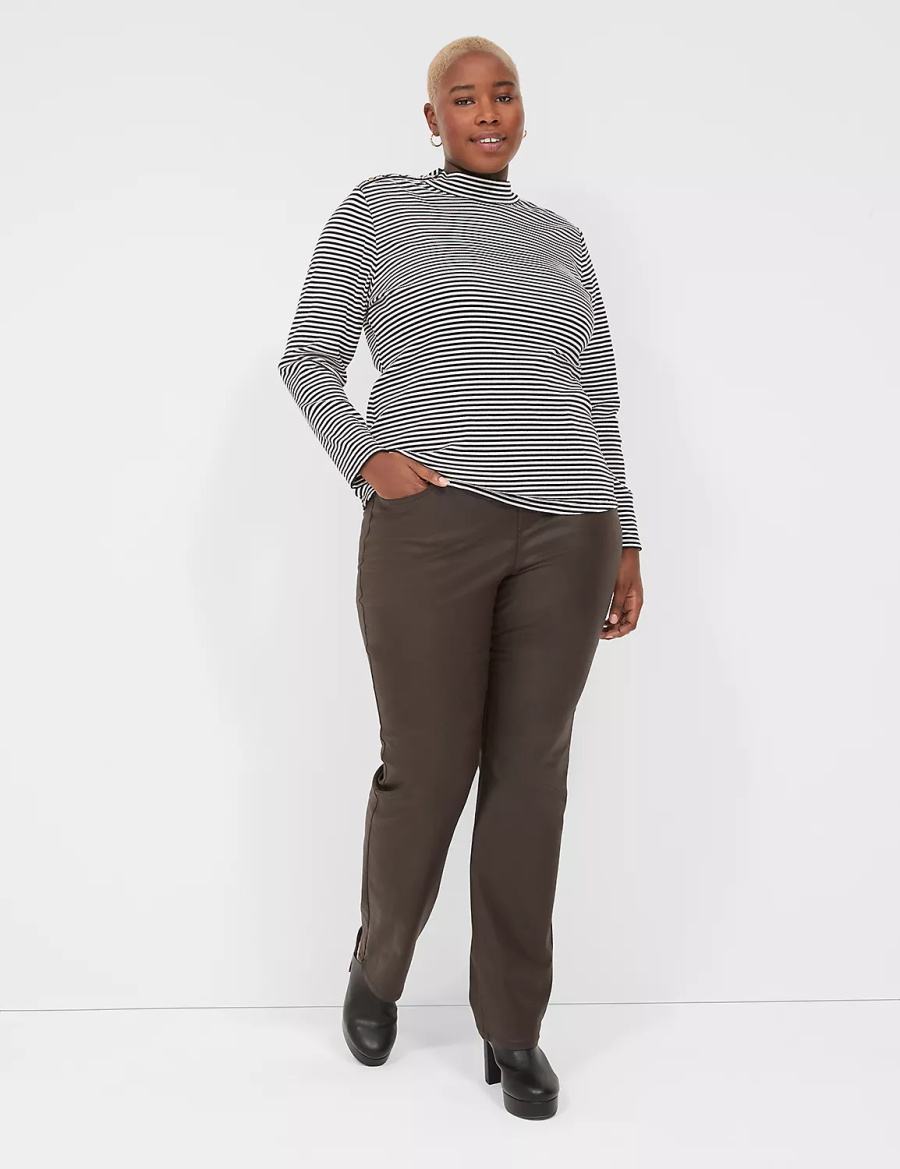 Lane Bryant Fitted Long-Sleeve Turtleneck Top T-shirts Dames Zwart Wit Strepen | HQW4360TM