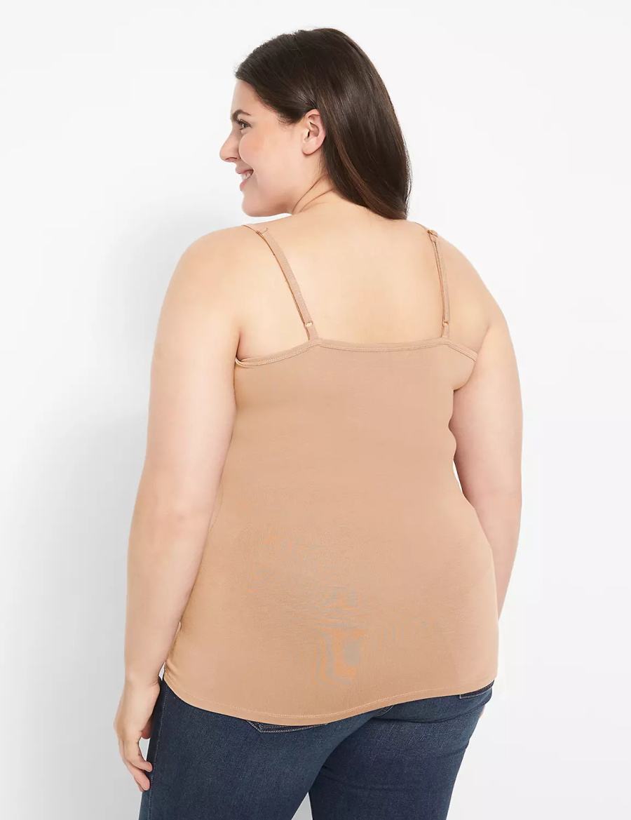 Lane Bryant Fitted Scoop-Neck Cami Tanktop Dames Bruin | HKL874XT