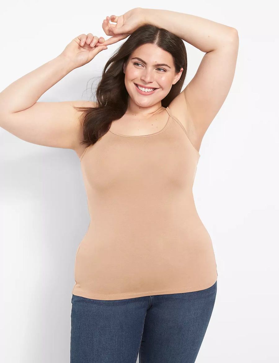 Lane Bryant Fitted Scoop-Neck Cami Tanktop Dames Bruin | HKL874XT
