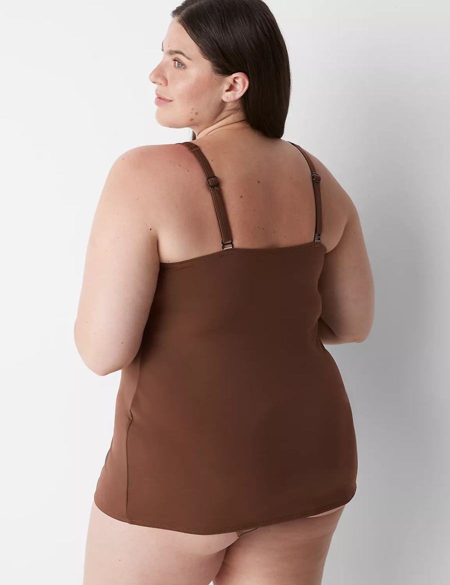 Lane Bryant Fitted Underwire Balconette Swim Tankini Bikinitop Dames Donkerbruin | KRP5351WS