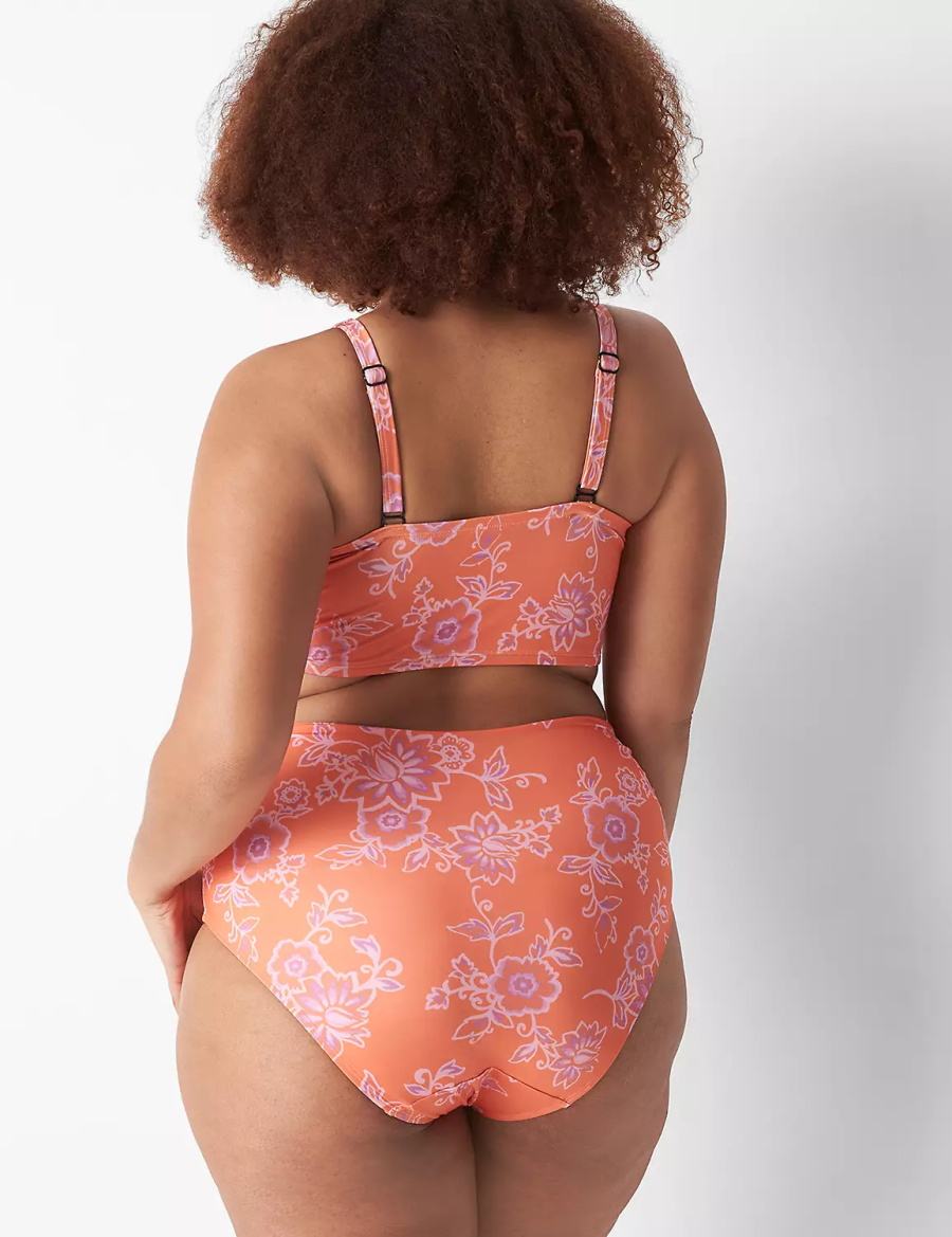 Lane Bryant Foldover-Waist High-Leg Swim Slips Dames Roze | ZCU7448AM
