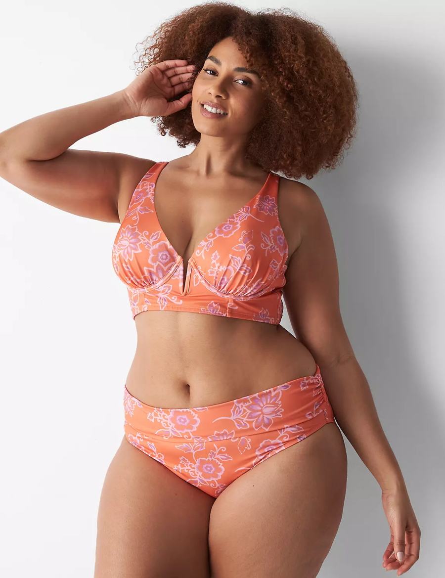 Lane Bryant Foldover-Waist High-Leg Swim Slips Dames Roze | ZCU7448AM