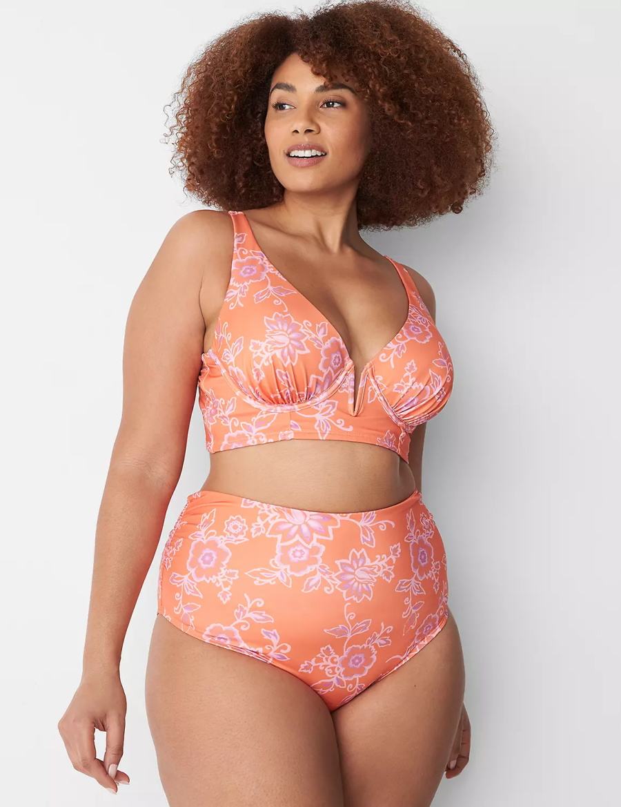 Lane Bryant Foldover-Waist High-Leg Swim Slips Dames Roze | ZCU7448AM