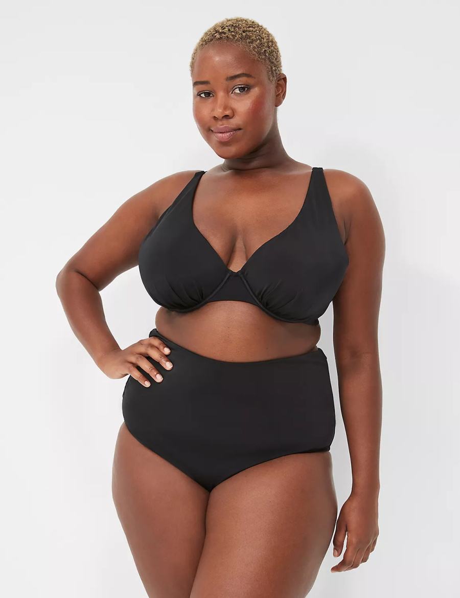 Lane Bryant Foldover-Waist Swim Slips Dames Zwart | HSC2557ZD