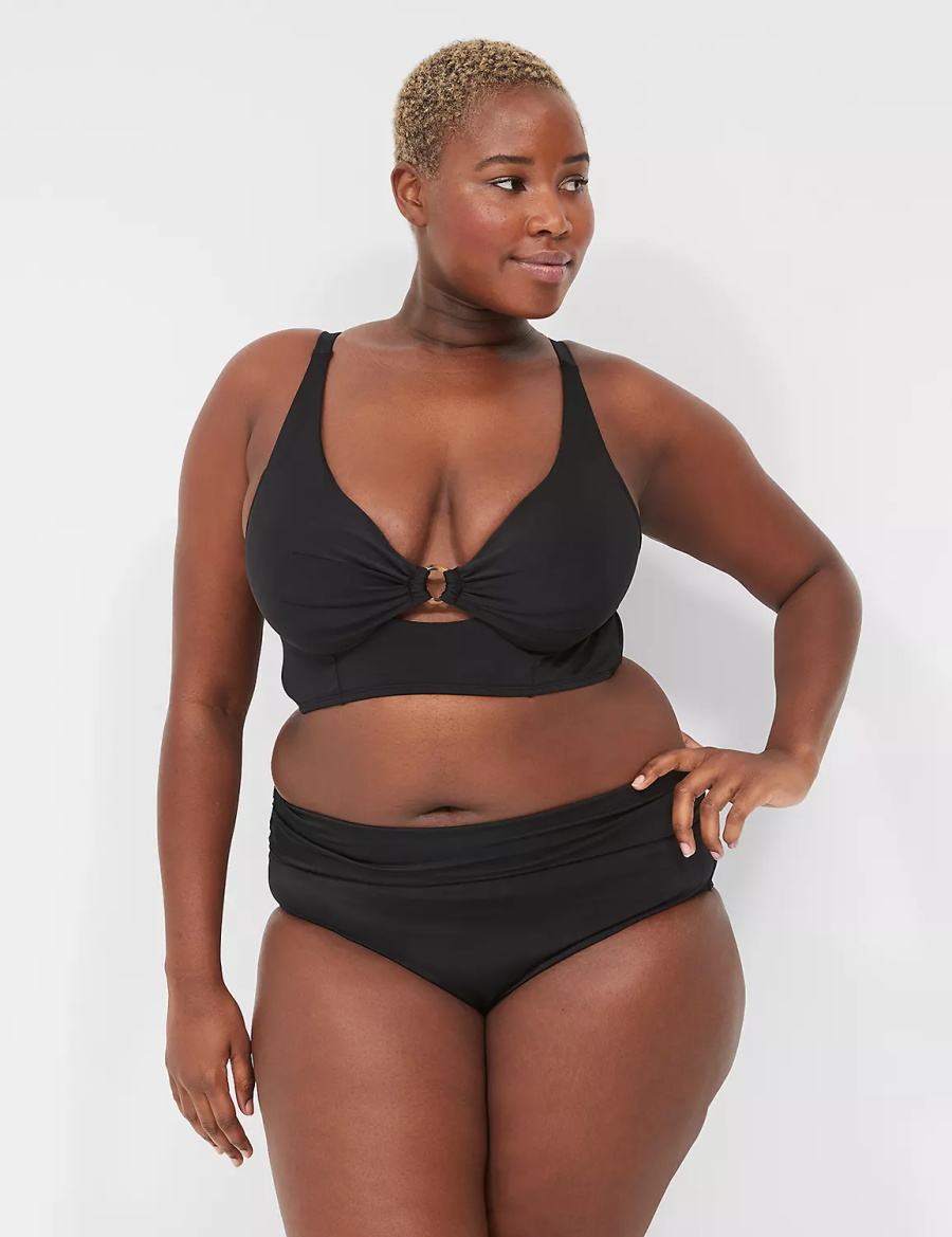 Lane Bryant Foldover-Waist Swim Slips Dames Zwart | HSC2557ZD