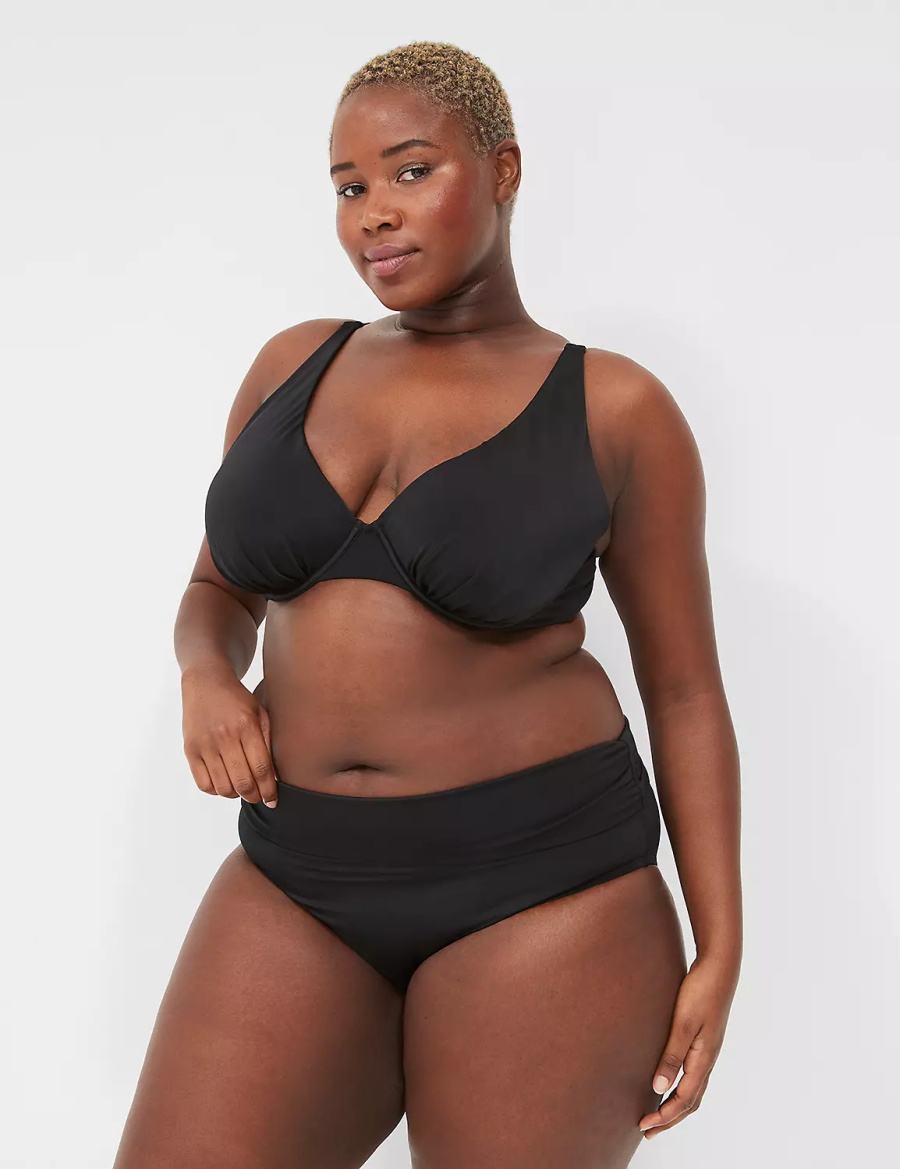 Lane Bryant Foldover-Waist Swim Slips Dames Zwart | HSC2557ZD