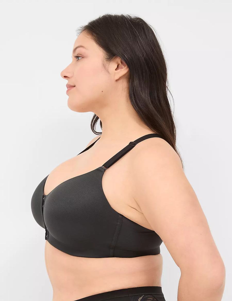 Lane Bryant Front-Close No-Wire Bralettes Dames Zwart | QSY272IE
