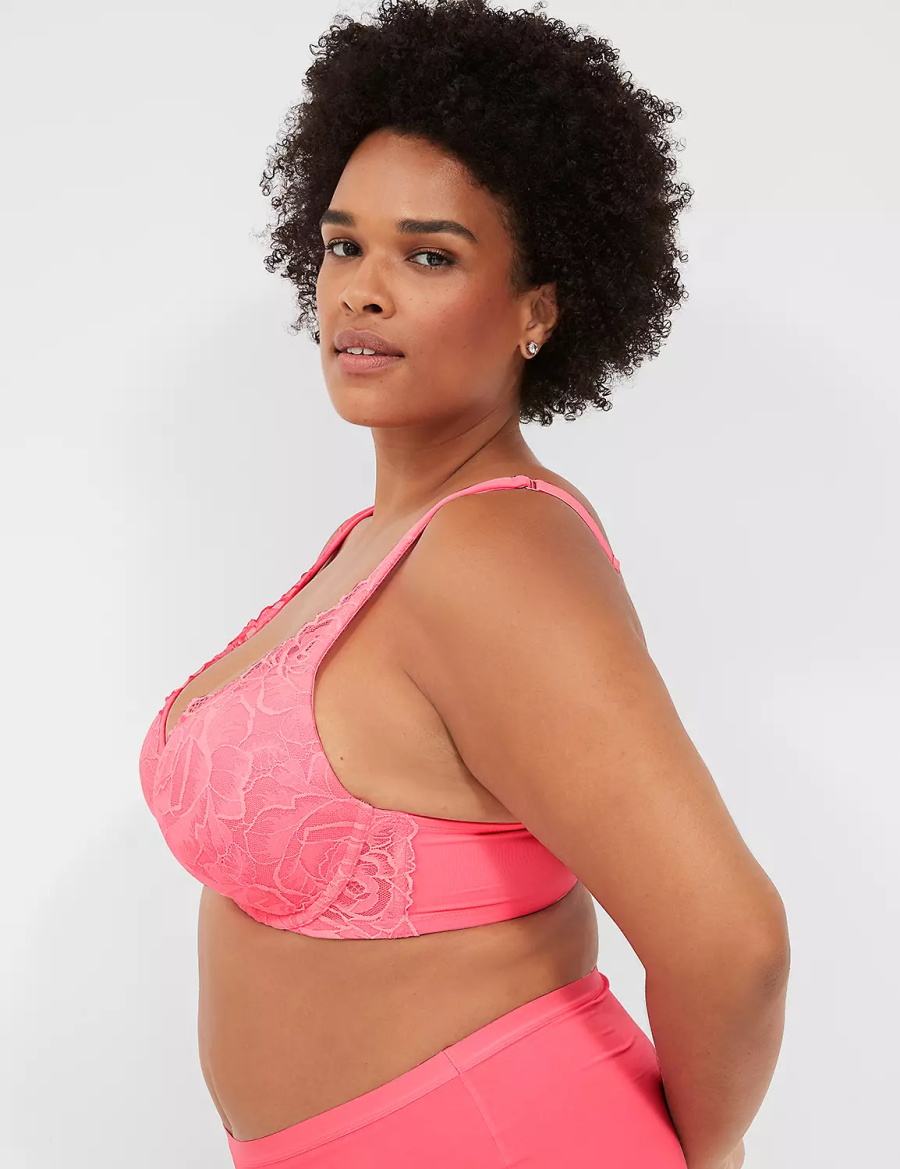 Lane Bryant Front-Close Smooth Boost Plunge Bralettes Dames Roze | UTM7246QH