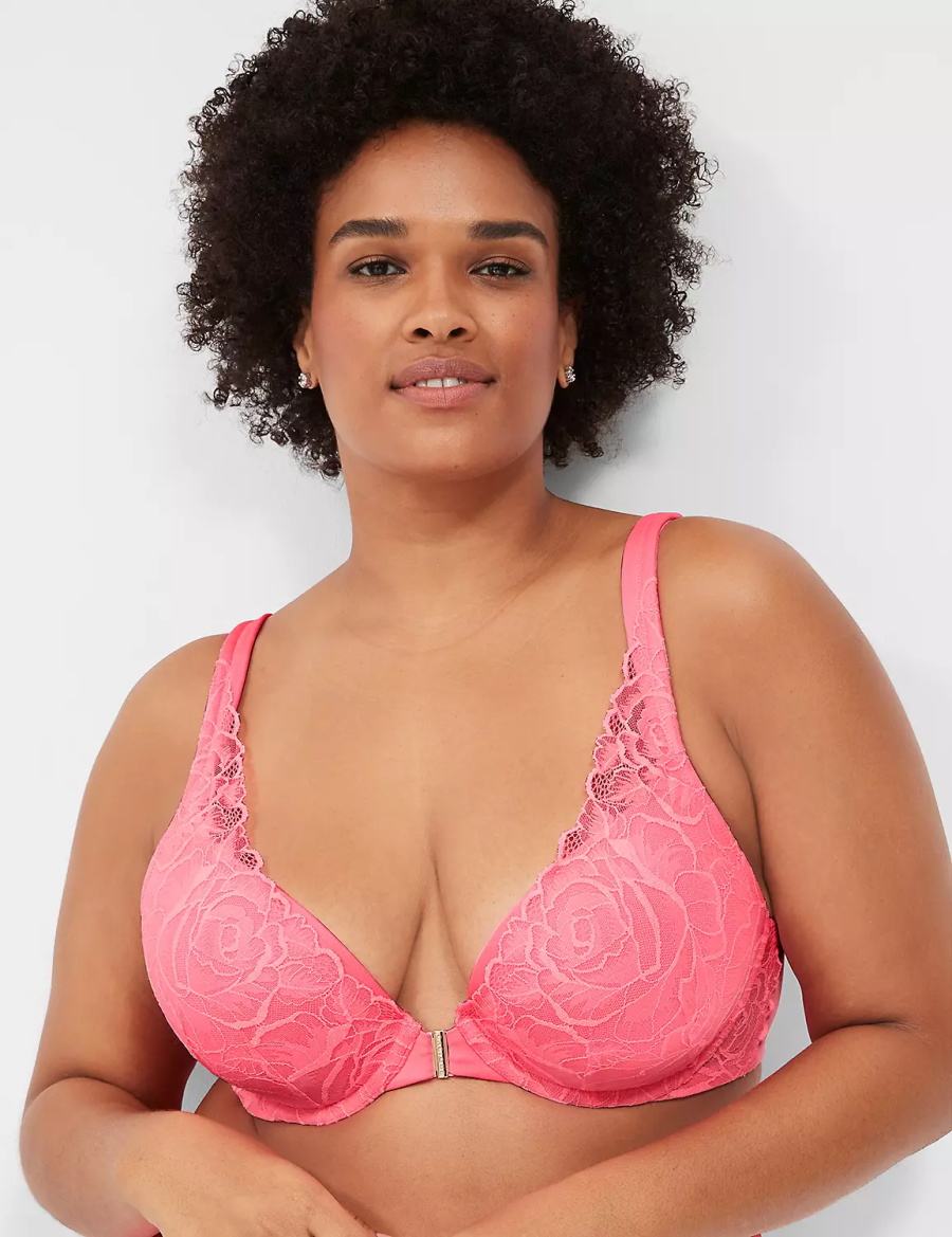 Lane Bryant Front-Close Smooth Boost Plunge Bralettes Dames Roze | UTM7246QH