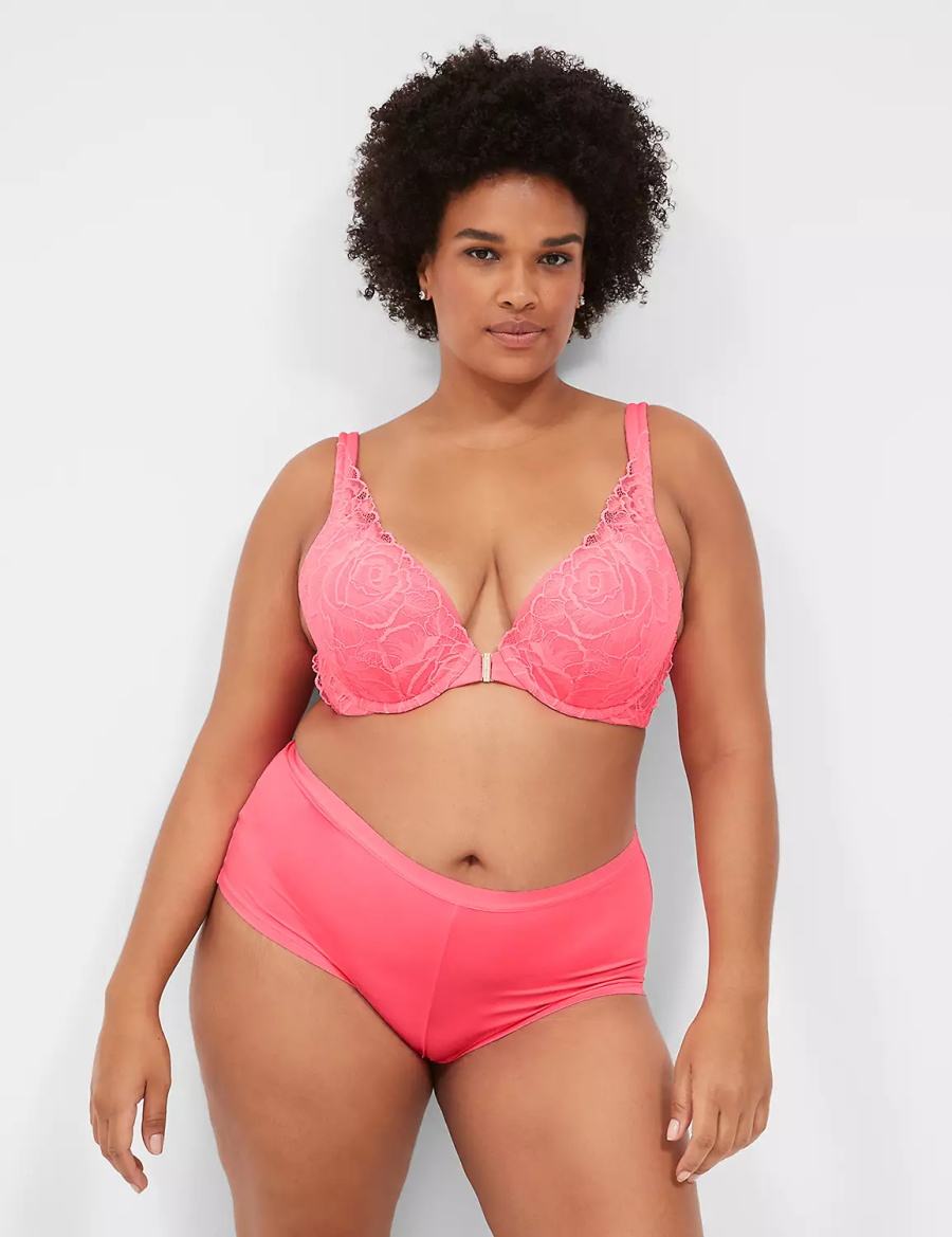 Lane Bryant Front-Close Smooth Boost Plunge Bralettes Dames Roze | UTM7246QH