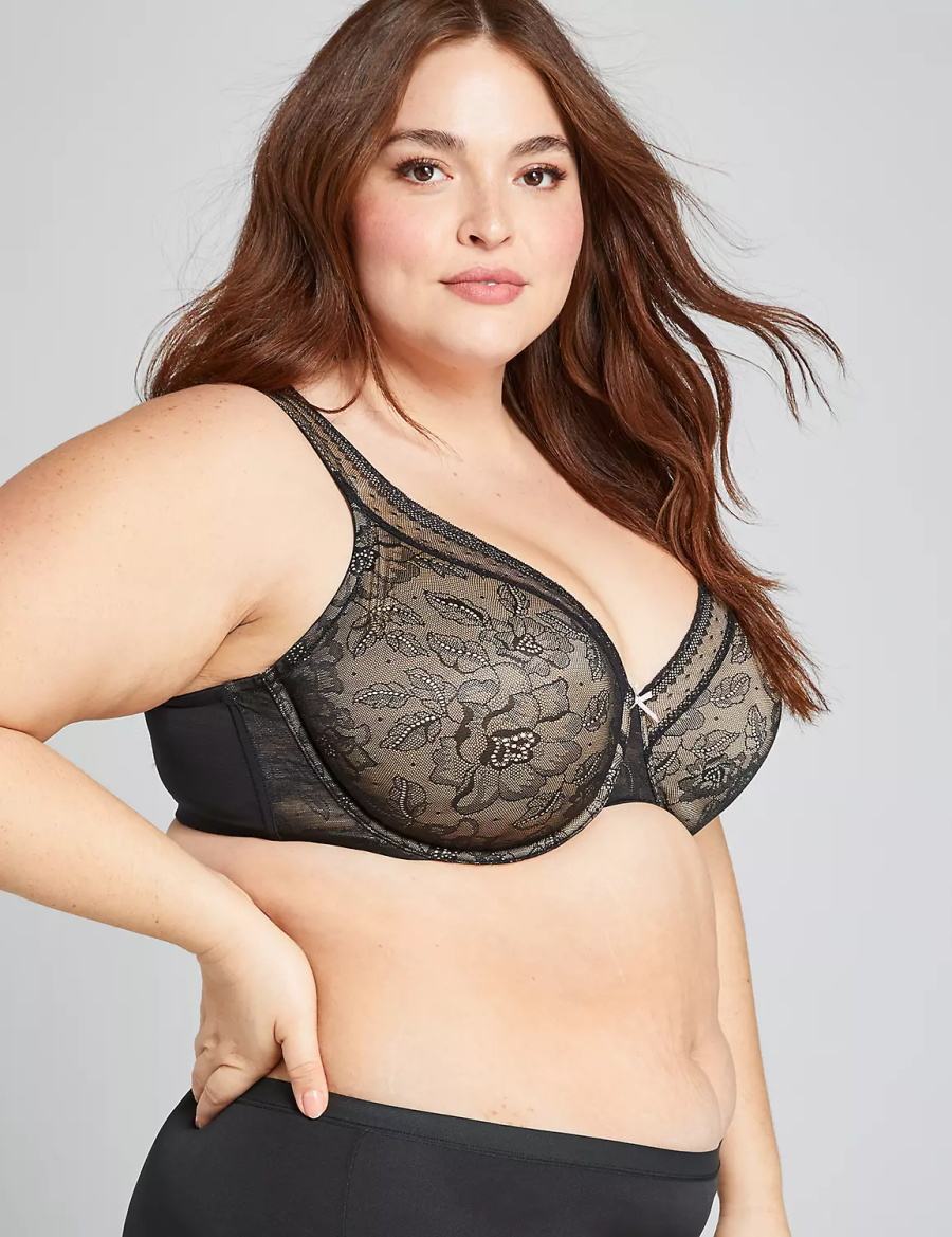 Lane Bryant Full Coverage with Lace Ongevoerde BH Dames Zwart | BVT9228RA