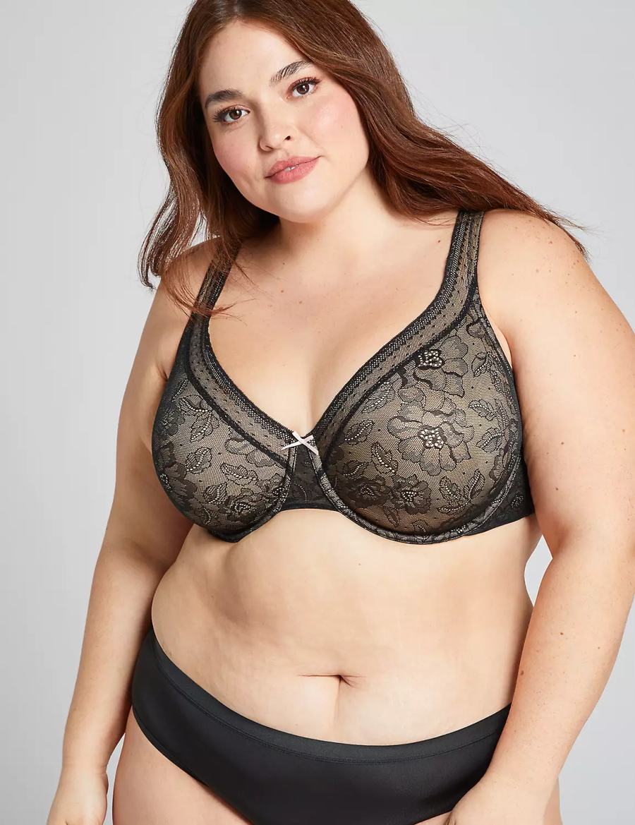 Lane Bryant Full Coverage with Lace Ongevoerde BH Dames Zwart | BVT9228RA