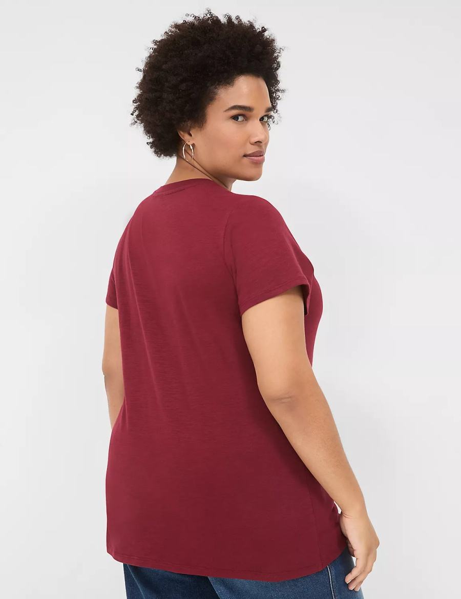 Lane Bryant Glitter In My Teacher Era Graphic Tee T-shirts Dames Donkerrood | NGM10054DF
