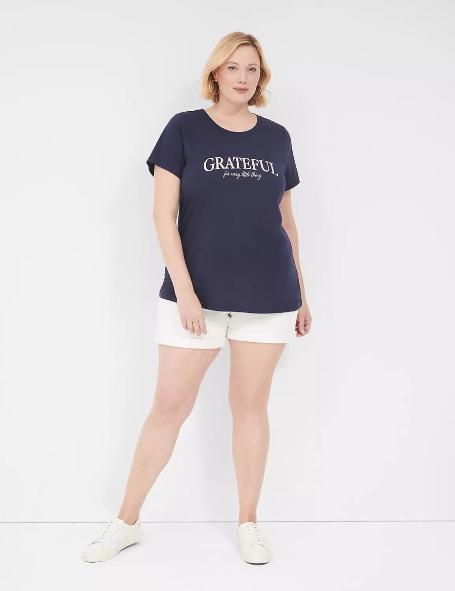 Lane Bryant Grateful Graphic Tee T-shirts Dames Blauw | UTU466NI