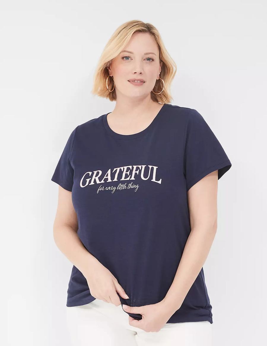 Lane Bryant Grateful Graphic Tee T-shirts Dames Blauw | UTU466NI