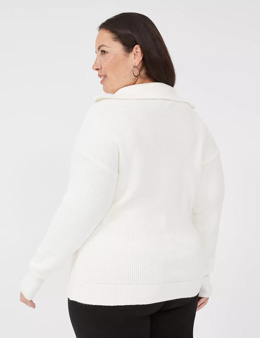 Lane Bryant Half-Zip Mock-Neck Truien Dames Wit | ENI4975UE