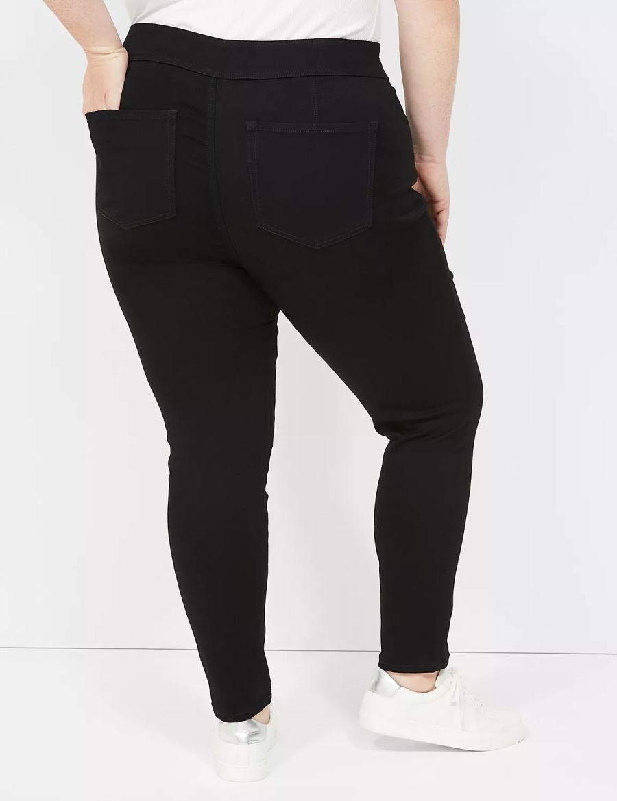 Lane Bryant High-Rise Sateen 3-Button Jeggings Dames Zwart | HQE2277FC