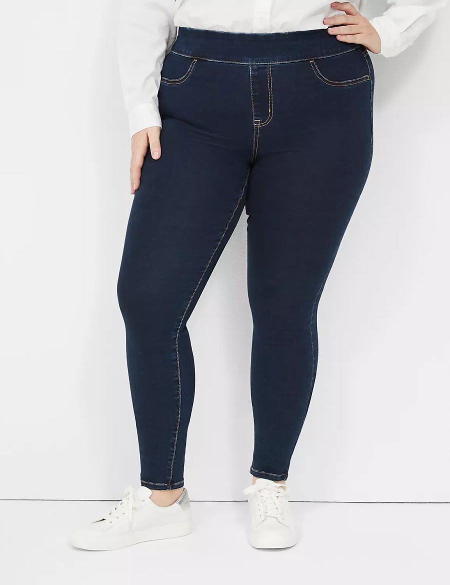 Lane Bryant High-Rise Sateen Pull-On Jeggings Dames Donkerblauw | VVF625GW
