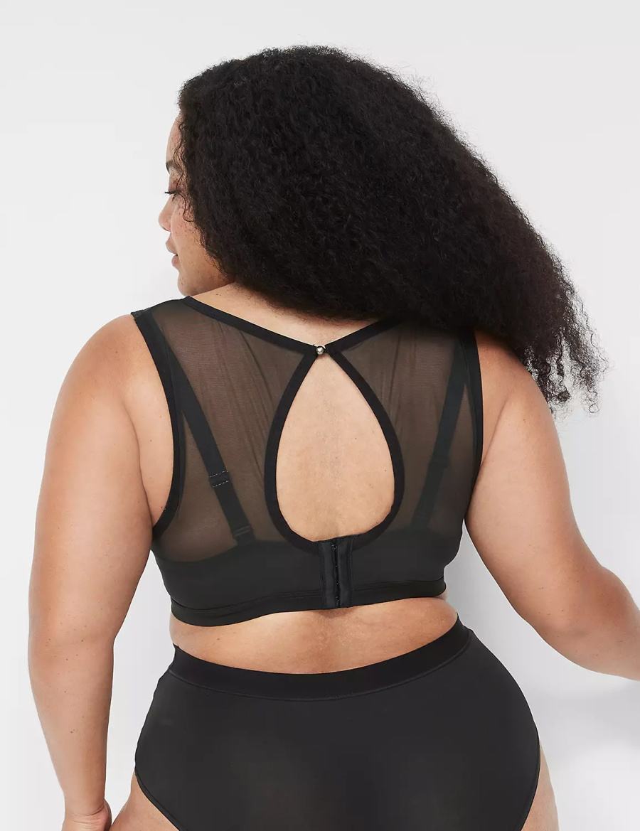 Lane Bryant High Apex With Mesh Overlay Bralettes Dames Zwart | VKI7454WD