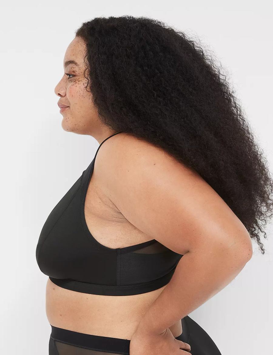 Lane Bryant High Apex With Mesh Overlay Bralettes Dames Zwart | VKI7454WD