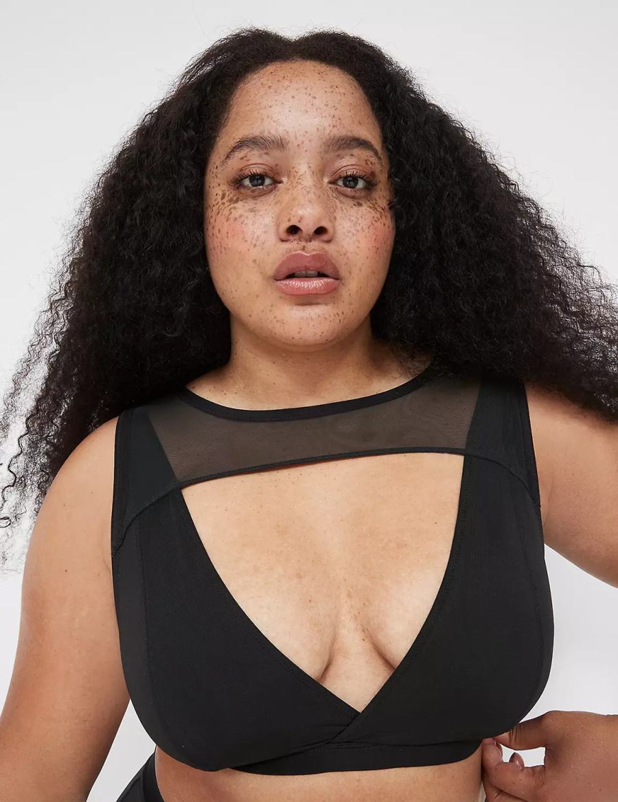 Lane Bryant High Apex With Mesh Overlay Bralettes Dames Zwart | VKI7454WD