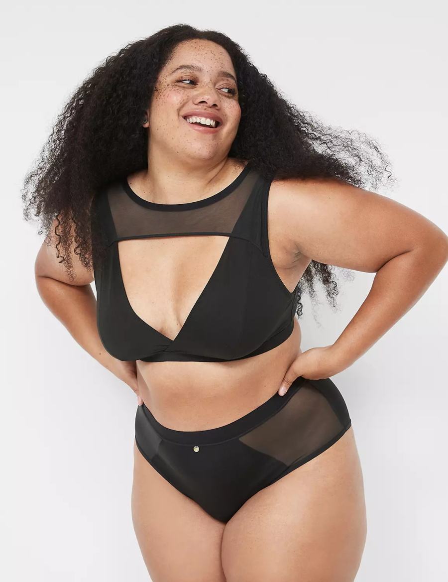 Lane Bryant High Apex With Mesh Overlay Bralettes Dames Zwart | VKI7454WD