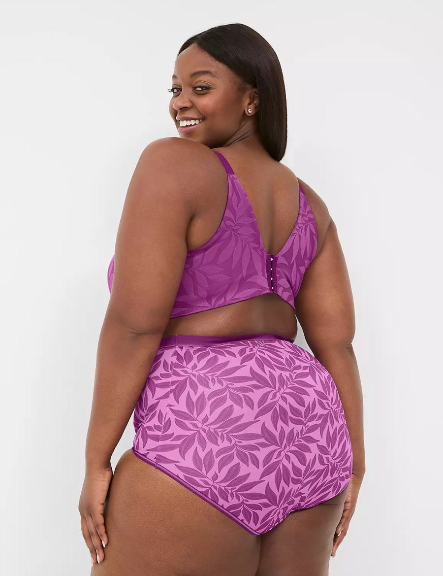Lane Bryant Invisible Lace Backsmoother Full Coverage No-Wire Bralettes Dames Paars | MQJ730CA