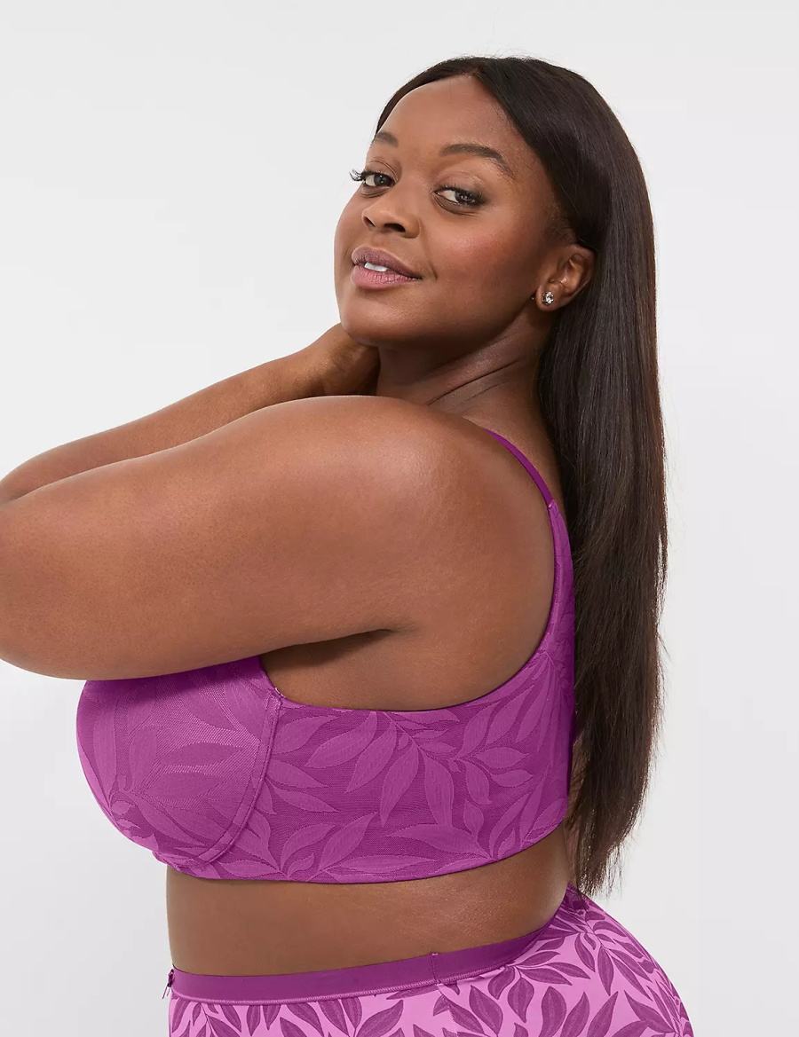 Lane Bryant Invisible Lace Backsmoother Full Coverage No-Wire Bralettes Dames Paars | MQJ730CA