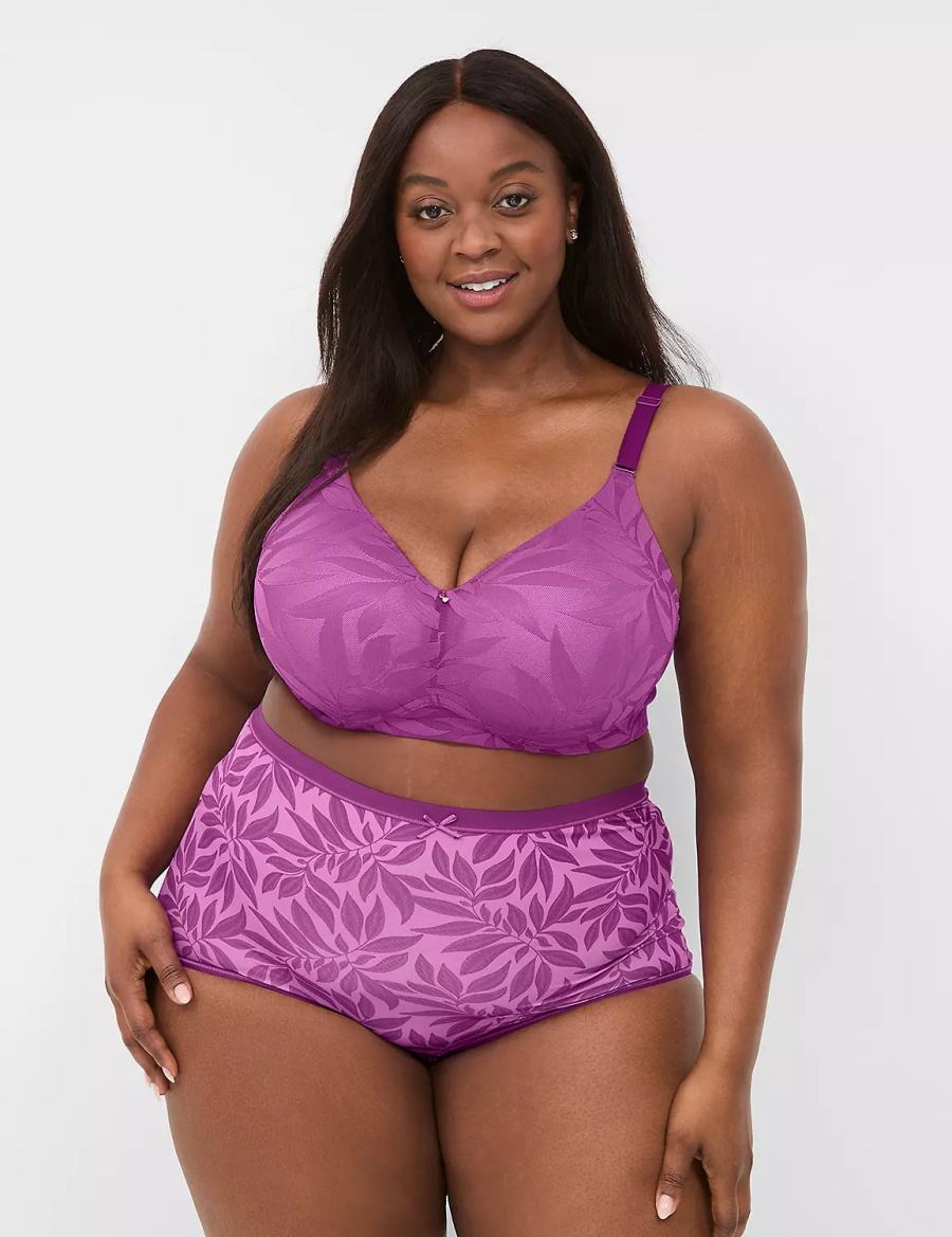 Lane Bryant Invisible Lace Backsmoother Full Coverage No-Wire Bralettes Dames Paars | MQJ730CA