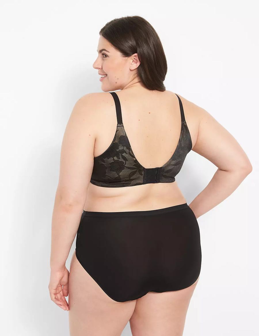 Lane Bryant Invisible Lace Backsmoother Lightly Lined Full Coverage Bralettes Dames Zwart | DFS2954KB