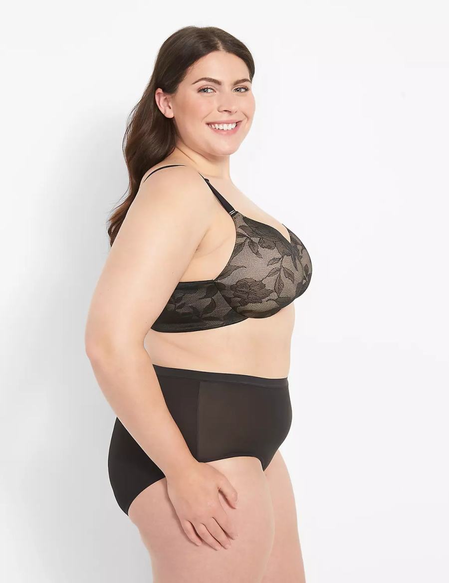 Lane Bryant Invisible Lace Backsmoother Lightly Lined Full Coverage Bralettes Dames Zwart | DFS2954KB