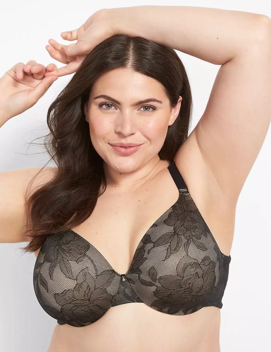 Lane Bryant Invisible Lace Backsmoother Lightly Lined Full Coverage Bralettes Dames Zwart | DFS2954KB