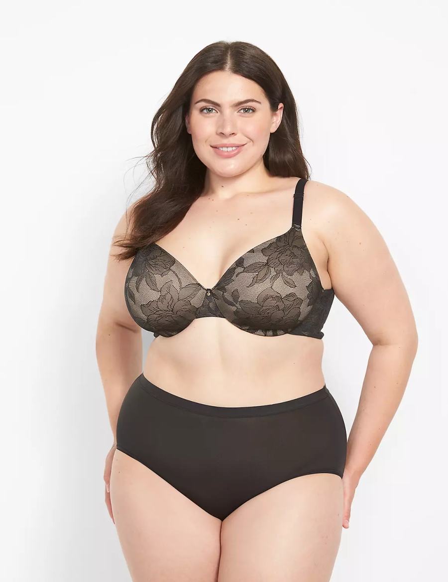 Lane Bryant Invisible Lace Backsmoother Lightly Lined Full Coverage Bralettes Dames Zwart | DFS2954KB