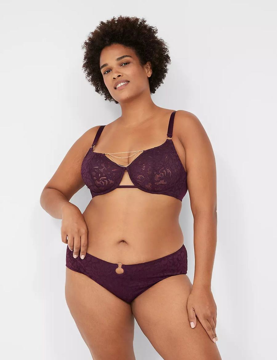 Lane Bryant Jewelry Demi Ongevoerde BH Dames Bordeaux | KDG1258EY
