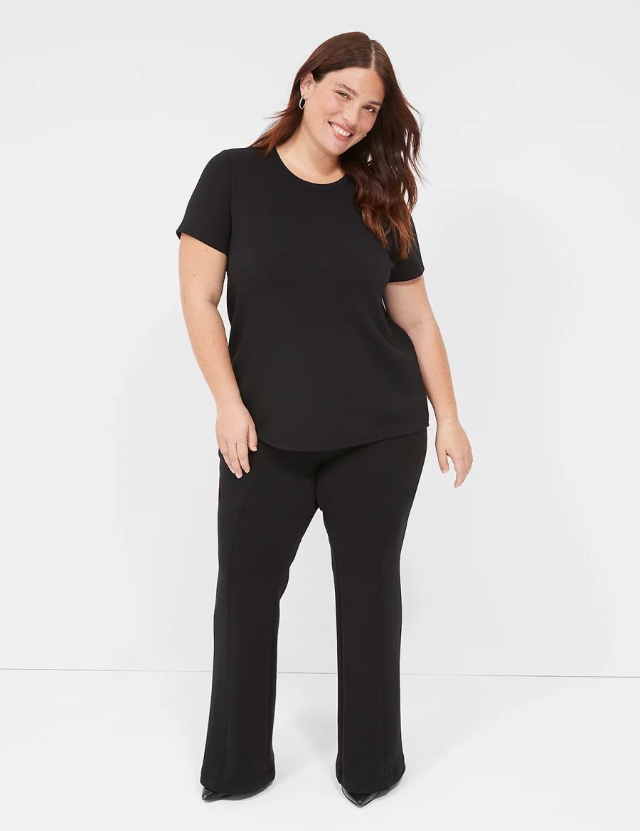 Lane Bryant Journey Knit Flare Broek Dames Zwart | CME4085CS