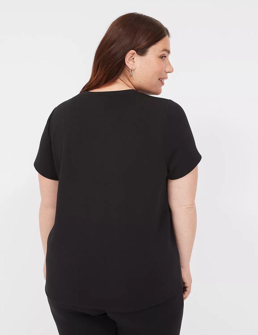 Lane Bryant Journey Short-Sleeve Tee T-shirts Dames Zwart | XYE7853WV