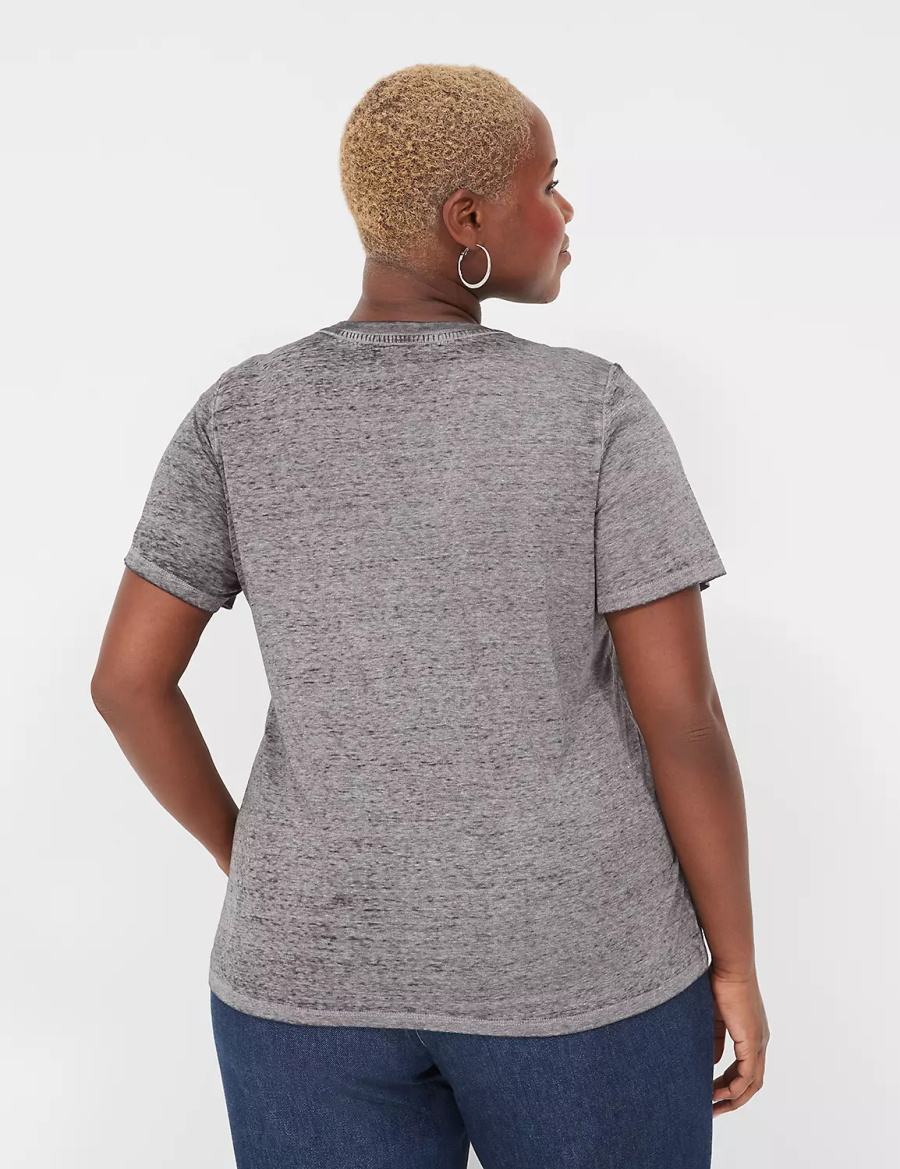 Lane Bryant Kindness Always Matters Burnout Graphic Tee T-shirts Dames Donkergrijs | SDN137NE