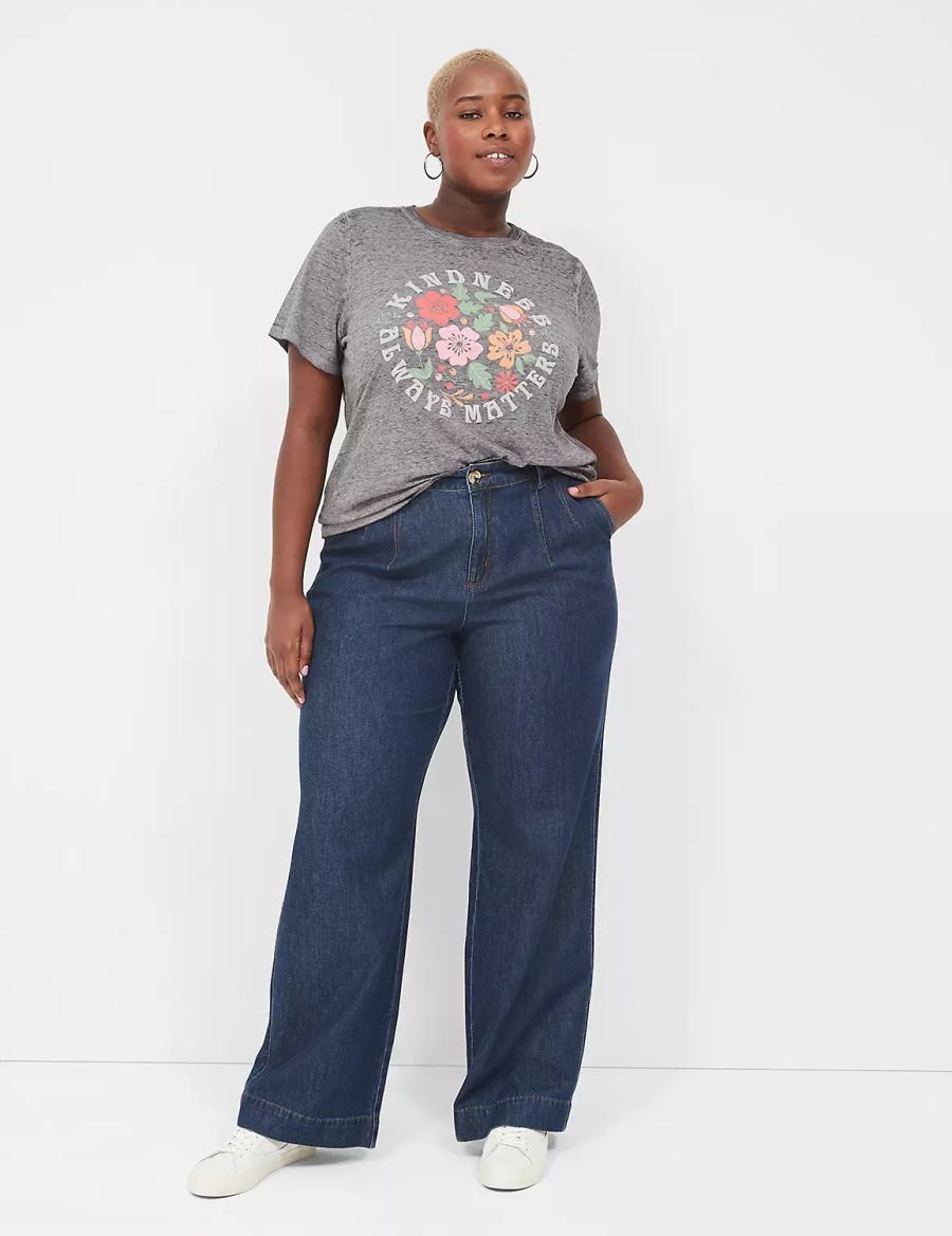 Lane Bryant Kindness Always Matters Burnout Graphic Tee T-shirts Dames Donkergrijs | SDN137NE