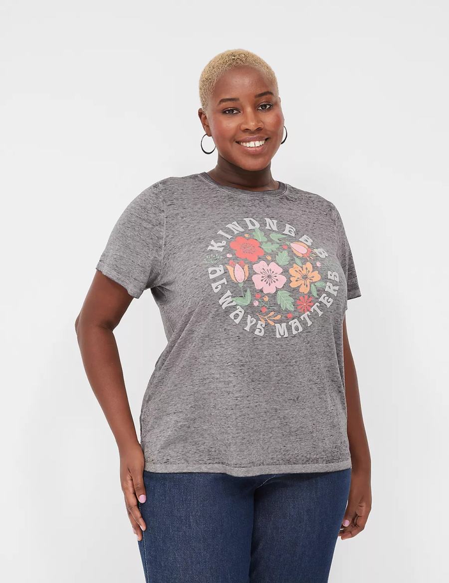 Lane Bryant Kindness Always Matters Burnout Graphic Tee T-shirts Dames Donkergrijs | SDN137NE