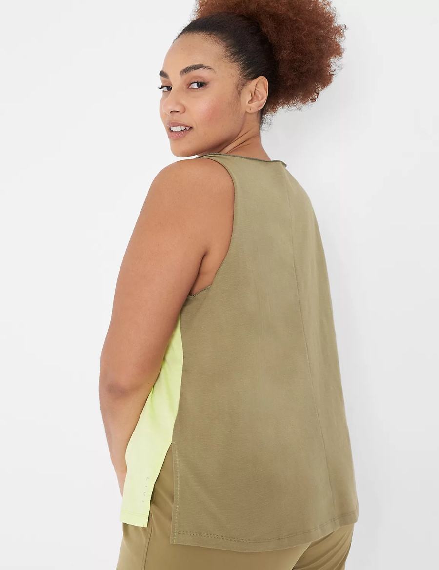 Lane Bryant LIVI Boatneck Twist-Shoulder Tanktop Dames Lichtgroen | KCX2734QJ