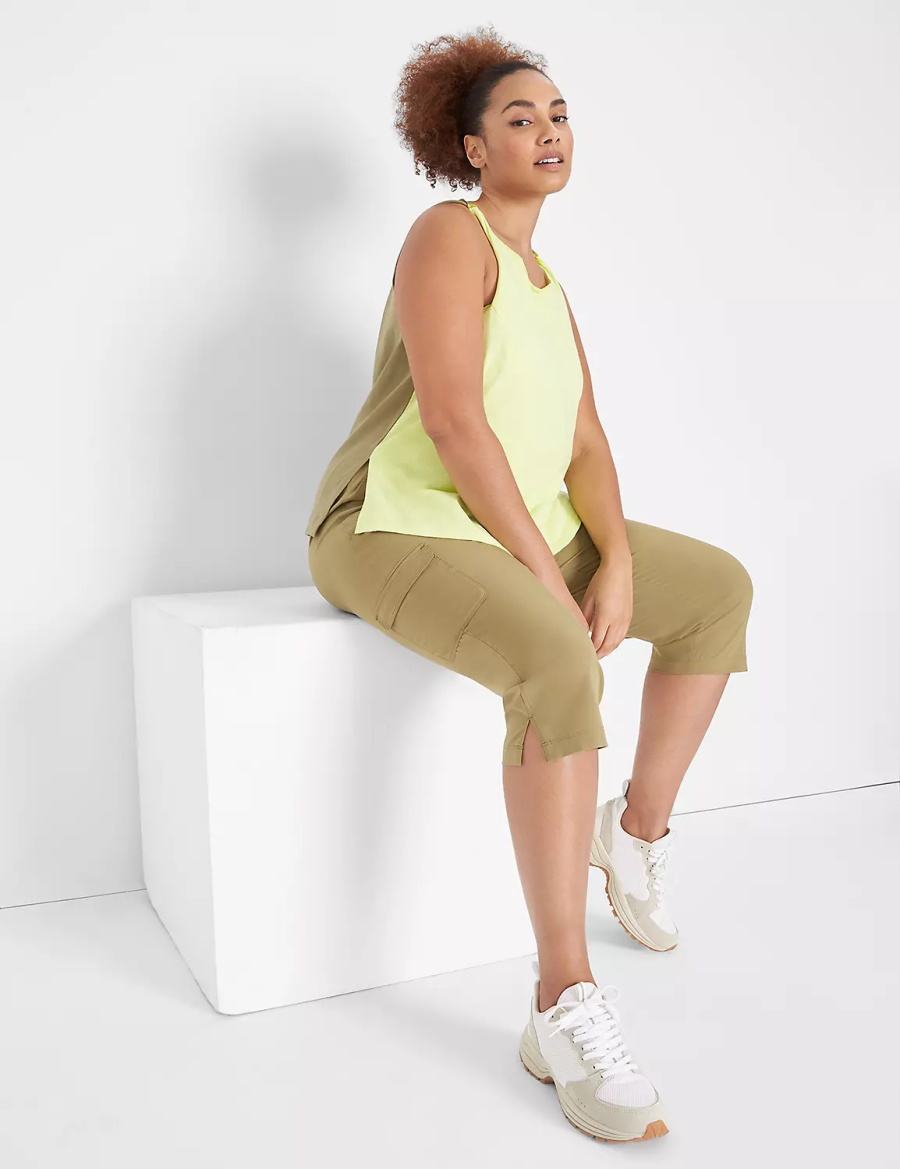 Lane Bryant LIVI Boatneck Twist-Shoulder Tanktop Dames Lichtgroen | KCX2734QJ