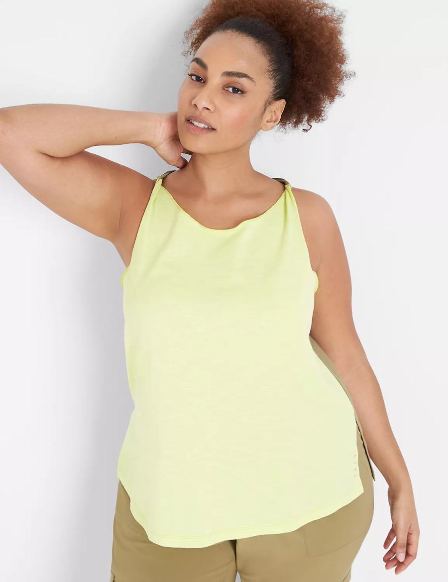 Lane Bryant LIVI Boatneck Twist-Shoulder Tanktop Dames Lichtgroen | KCX2734QJ