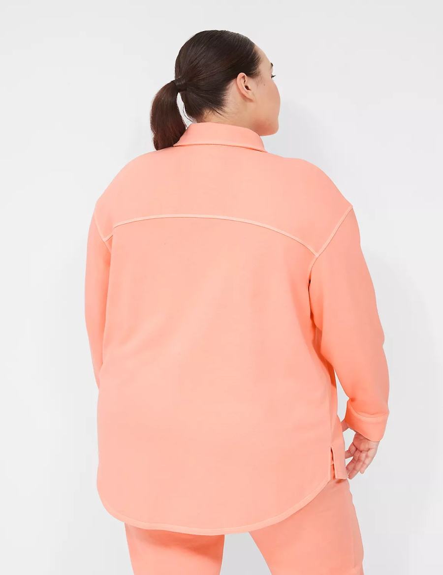Lane Bryant LIVI Button-Front French Terry Shacket Overhemd Dames Koraal | LTV2936AK