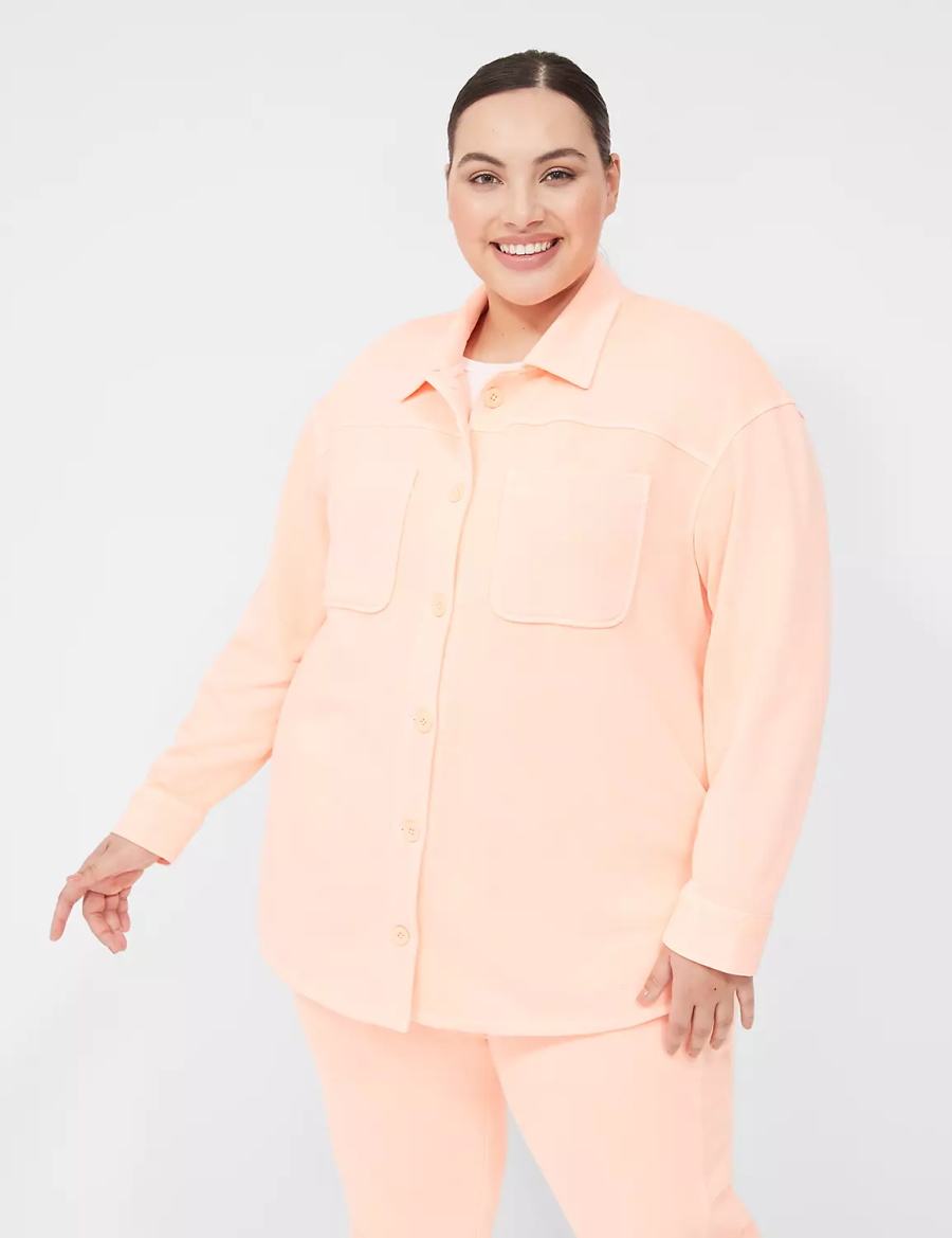 Lane Bryant LIVI Button-Front French Terry Shacket Overhemd Dames Koraal | LTV2936AK