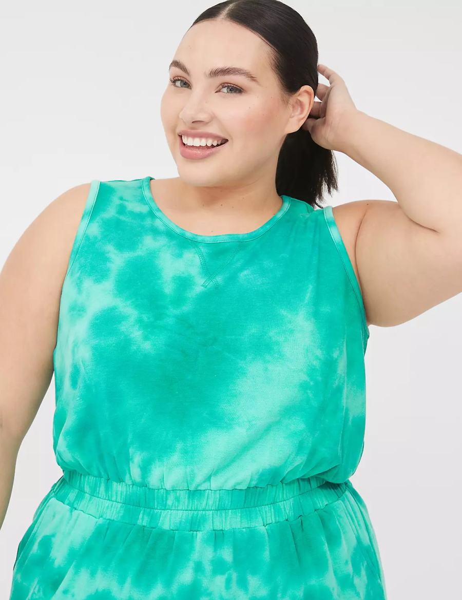 Lane Bryant LIVI Crew-Neck French Terry Casual Jurk Dames Groen | XAV4964ZB