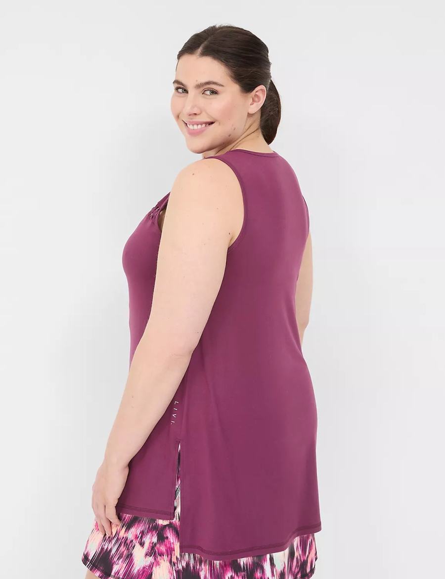 Lane Bryant LIVI Crew-Neck Macrame Tanktop Dames Donkerpaars | GHA382NT